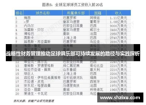 战略性财务管理推动足球俱乐部可持续发展的路径与实践探析